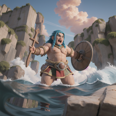 Image For Post Anime, swimming, thunder, tribal warriors, shield, dwarf, HD, 4K, AI Generated Art