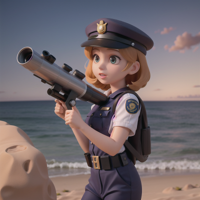 Image For Post Anime, police officer, telescope, queen, desert, ocean, HD, 4K, AI Generated Art