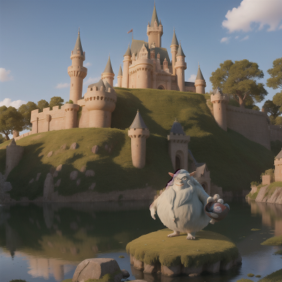 Image For Post Anime, yeti, exploring, ogre, golden egg, castle, HD, 4K, AI Generated Art