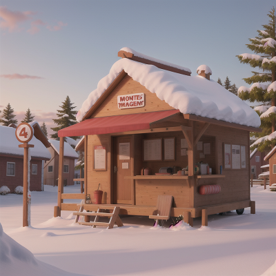 Image For Post Anime, hot dog stand, museum, school, village, snow, HD, 4K, AI Generated Art