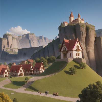 Image For Post Anime, castle, violin, mountains, sled, village, HD, 4K, AI Generated Art