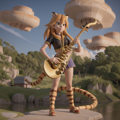 Image For Post Anime, saxophone, train, harp, sabertooth tiger, swamp, HD, 4K, AI Generated Art