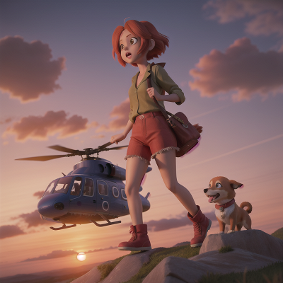 Image For Post Anime, helicopter, sunset, dog, flute, zombie, HD, 4K, AI Generated Art