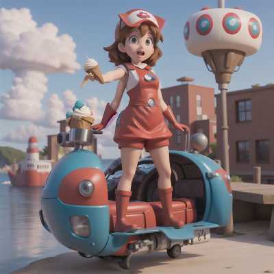Image For Post Anime, hovercraft, hero, mechanic, ice cream parlor, map, HD, 4K, AI Generated Art