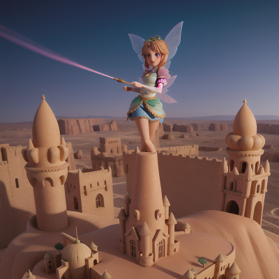 Image For Post Anime, castle, desert, flying, fairy dust, statue, HD, 4K, AI Generated Art
