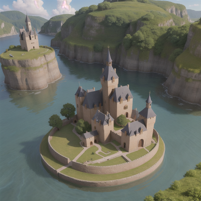 Image For Post Anime, medieval castle, witch's cauldron, island, village, swimming, HD, 4K, AI Generated Art