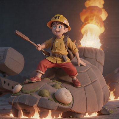 Image For Post Anime, turtle, hat, firefighter, chef, lava, HD, 4K, AI Generated Art