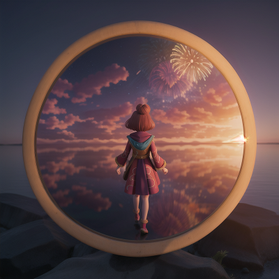 Image For Post Anime, sunset, alien planet, enchanted mirror, invisibility cloak, fireworks, HD, 4K, AI Generated Art