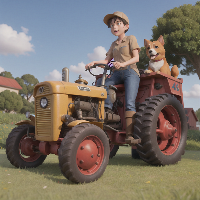 Image For Post Anime, tractor, dog, stars, mechanic, statue, HD, 4K, AI Generated Art