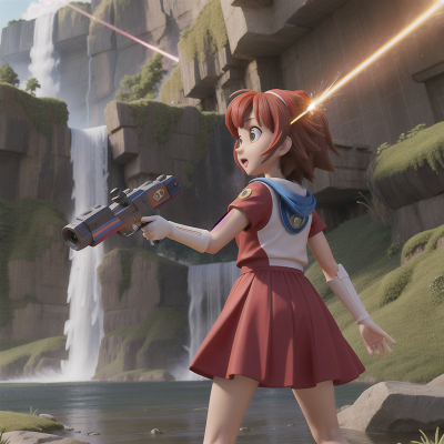 Image For Post Anime, rocket, laser gun, waterfall, rainbow, queen, HD, 4K, AI Generated Art