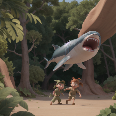 Image For Post Anime, fighting, shark, zookeeper, desert, forest, HD, 4K, AI Generated Art