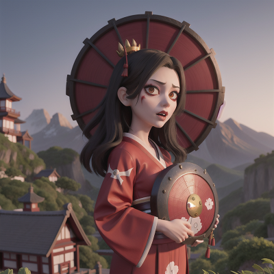Image For Post Anime, geisha, mountains, vampire, shield, zombie, HD, 4K, AI Generated Art