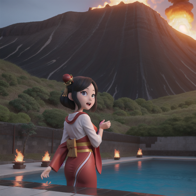 Image For Post Anime, volcano, train, swimming, geisha, joy, HD, 4K, AI Generated Art