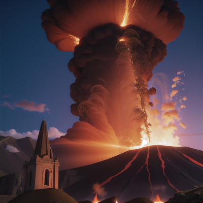 Image For Post Anime, piano, volcanic eruption, chef, mountains, cathedral, HD, 4K, AI Generated Art