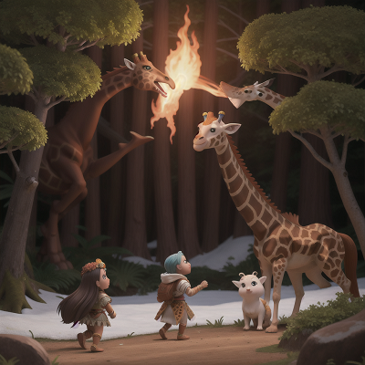 Image For Post Anime, ghost, tribal warriors, enchanted forest, giraffe, lava, HD, 4K, AI Generated Art