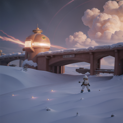 Image For Post Anime, snow, sandstorm, space station, force field, bridge, HD, 4K, AI Generated Art