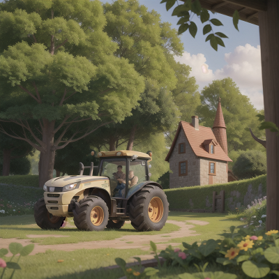 Image For Post Anime, zebra, tractor, tower, garden, forest, HD, 4K, AI Generated Art