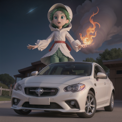 Image For Post Anime, ghostly apparition, car, park, space, phoenix, HD, 4K, AI Generated Art