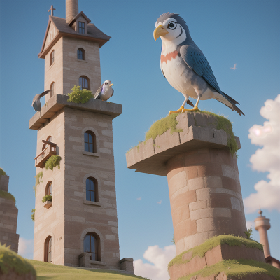 Image For Post Anime, bird, exploring, scientist, fish, tower, HD, 4K, AI Generated Art