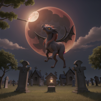 Image For Post Anime, haunted graveyard, success, village, solar eclipse, chimera, HD, 4K, AI Generated Art