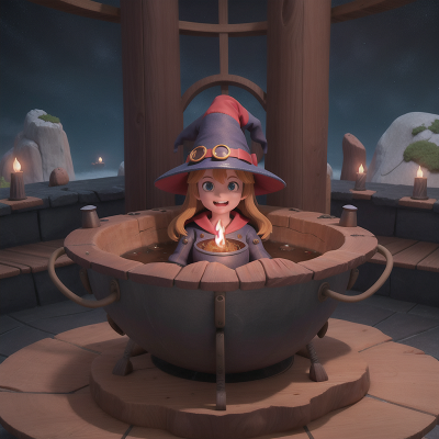 Image For Post Anime, joy, virtual reality, witch's cauldron, submarine, wizard's hat, HD, 4K, AI Generated Art