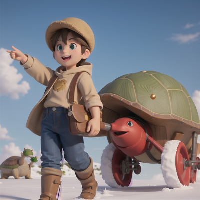 Image For Post Anime, farmer, turtle, king, snow, rocket, HD, 4K, AI Generated Art