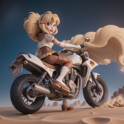 Image For Post Anime, knight, motorcycle, space, sandstorm, princess, HD, 4K, AI Generated Art
