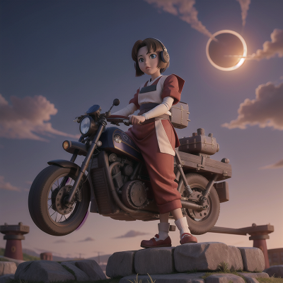 Image For Post Anime, book, hovercraft, solar eclipse, mechanic, samurai, HD, 4K, AI Generated Art