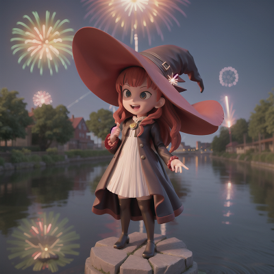 Image For Post Anime, witch, fireworks, vampire, river, statue, HD, 4K, AI Generated Art