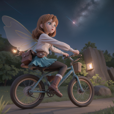 Image For Post Anime, meteor shower, fairy, bicycle, bear, knight, HD, 4K, AI Generated Art
