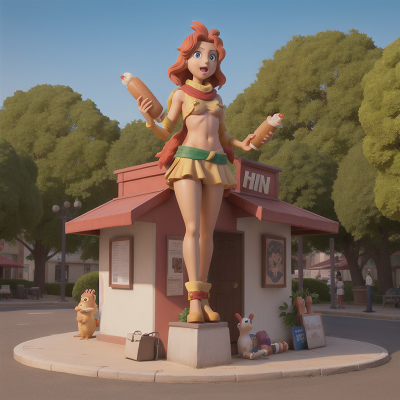 Image For Post Anime, bird, chimera, statue, hot dog stand, queen, HD, 4K, AI Generated Art