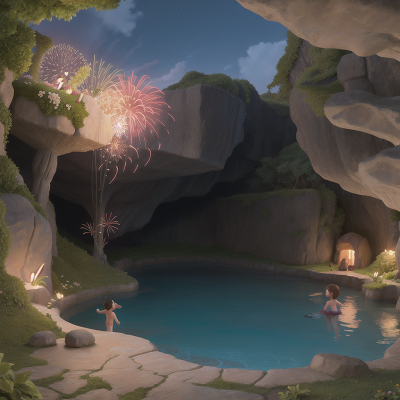 Image For Post Anime, fireworks, confusion, garden, cave, swimming, HD, 4K, AI Generated Art