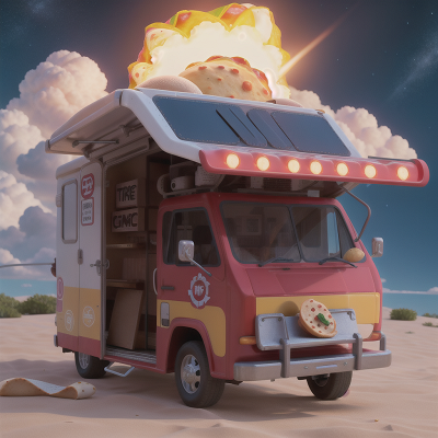 Image For Post Anime, taco truck, space shuttle, energy shield, pizza, confusion, HD, 4K, AI Generated Art