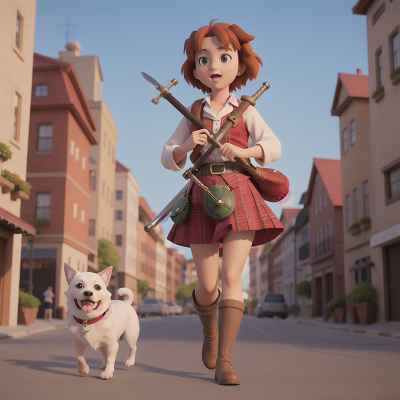 Image For Post Anime, city, dog, airplane, bagpipes, sword, HD, 4K, AI Generated Art