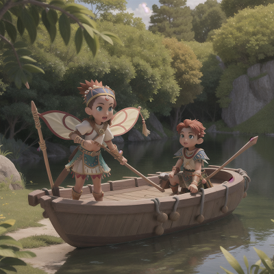 Image For Post Anime, tribal warriors, park, boat, bravery, fairy dust, HD, 4K, AI Generated Art