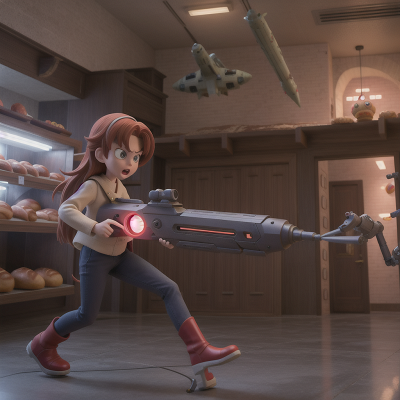 Image For Post Anime, laser gun, anger, bakery, spaceship, museum, HD, 4K, AI Generated Art