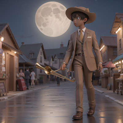 Image For Post Anime, detective, market, moonlight, trumpet, failure, HD, 4K, AI Generated Art