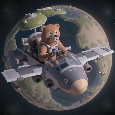 Image For Post Anime, bear, space station, airplane, monkey, turtle, HD, 4K, AI Generated Art