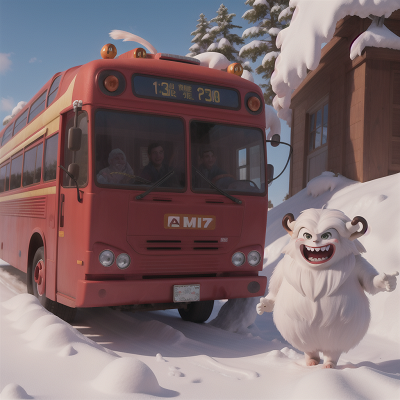 Image For Post Anime, yeti, demon, laughter, bus, wind, HD, 4K, AI Generated Art