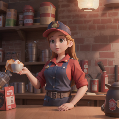 Image For Post Anime, holodeck, firefighter, volcano, chef, coffee shop, HD, 4K, AI Generated Art