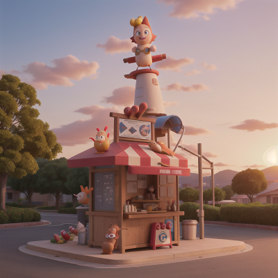 Image For Post Anime, rocket, hot dog stand, statue, sunrise, bird, HD, 4K, AI Generated Art
