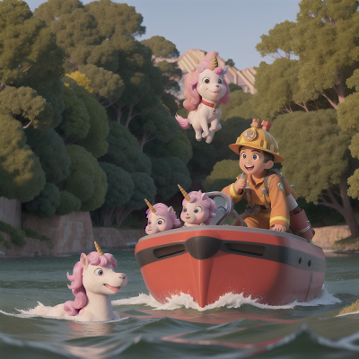 Image For Post Anime, boat, exploring, dog, firefighter, unicorn, HD, 4K, AI Generated Art