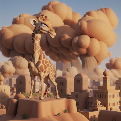 Image For Post Anime, giraffe, sasquatch, city, temple, sandstorm, HD, 4K, AI Generated Art