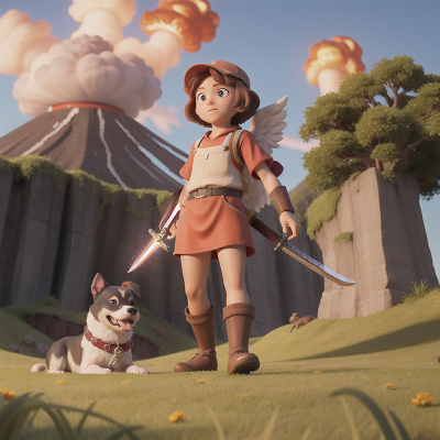 Image For Post Anime, volcano, sword, dog, angel, farmer, HD, 4K, AI Generated Art