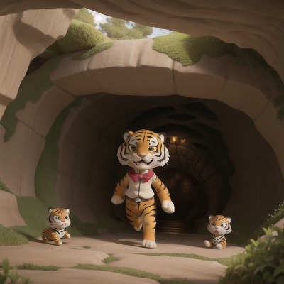Image For Post Anime, tiger, joy, robot, treasure, cave, HD, 4K, AI Generated Art