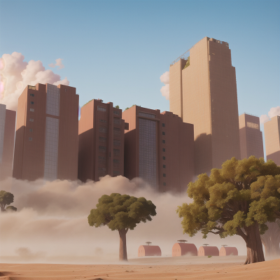 Image For Post Anime, skyscraper, bus, wild west town, sandstorm, forest, HD, 4K, AI Generated Art