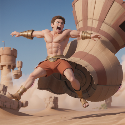 Image For Post Anime, gladiator, jumping, anger, time machine, sandstorm, HD, 4K, AI Generated Art