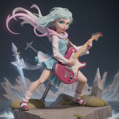 Image For Post Anime, crystal, electric guitar, storm, sword, fish, HD, 4K, AI Generated Art