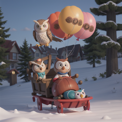 Image For Post Anime, balloon, owl, hail, fish, sled, HD, 4K, AI Generated Art