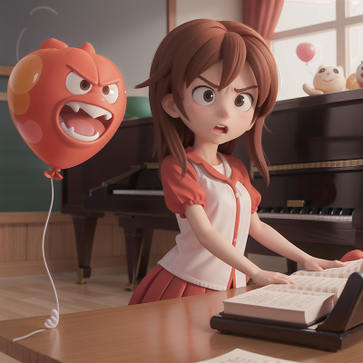 Image For Post Anime, book, anger, balloon, teacher, piano, HD, 4K, AI Generated Art